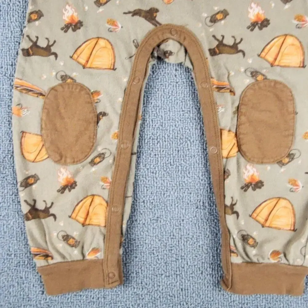 Carhartt Coverall Boys 24M Beige Camping One Piece Snap Legs Pocket SD8936-B
